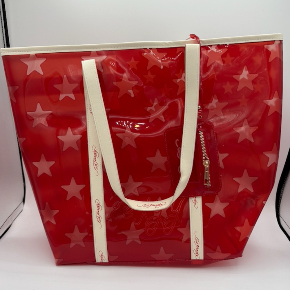 Ed Hardy Red and White Star Tote Bag